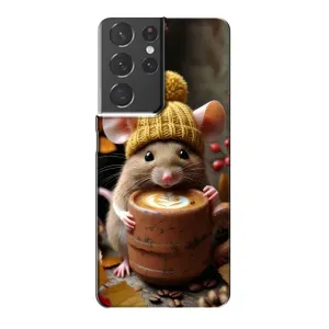 Печатный чехол «Зверята с кофе» для Samsung Galaxy S21 Plus (Мышка с кофе)