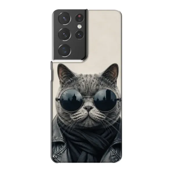 Чехол с рисунком «Модный кот» для Samsung Galaxy S21 Plus Чехол с рисунком «Модный кот» для Samsung Galaxy S21 Plus
