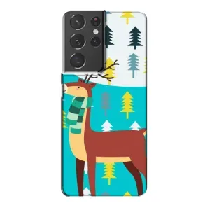 Силиконовый бампер с картинкой животных для Samsung Galaxy S21 Plus (Олень с шарфом)
