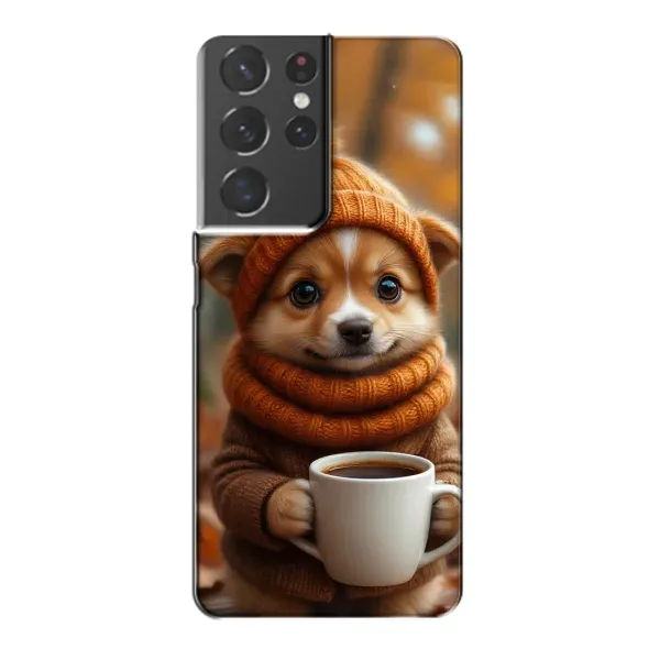 Чехол с рисунком «Собачка с кофе» для Samsung Galaxy S21 Plus Чехол с рисунком «Собачка с кофе» для Samsung Galaxy S21 Plus