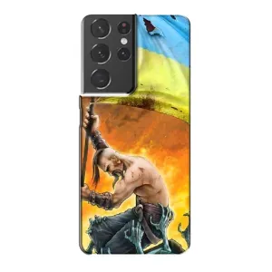 Чехол с картинкой (Патриотический КОЗАК) на Samsung Galaxy S21 Plus (Сильный Козак)