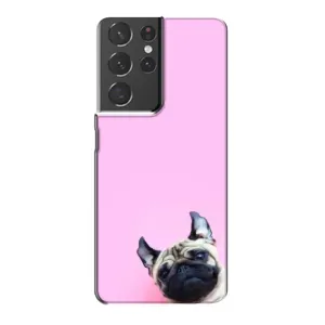 Бампер для Samsung Galaxy S21 Plus с картинкой "Песики" (Собака на розовом)