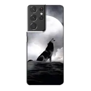 Чехол с Волком на Samsung Galaxy S21 Plus (Волк и луна)