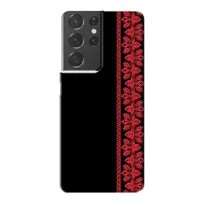 Силиконовый Чехол на Samsung Galaxy S21 Plus с картинкой Вышиванки (Вышиванка на черном)
