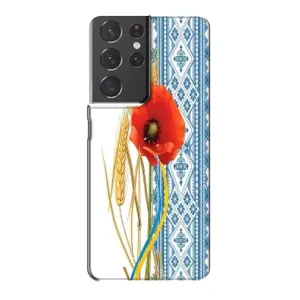 Силиконовый Чехол на Samsung Galaxy S21 Plus с картинкой Вышиванки (Вышиванка с цветком)