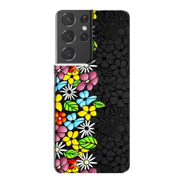 Чехол с рисунком «Яркие цветы на черном» для Samsung Galaxy S21 Plus Чехол с рисунком «Яркие цветы на черном» для Samsung Galaxy S21 Plus