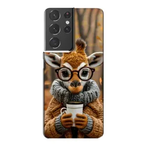 Печатный чехол «Зверята с кофе» для Samsung Galaxy S21 Plus (Жираф с кофе)