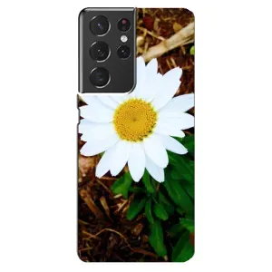 Чехол с ромашками на Samsung Galaxy S21 ultra (Белая ромашка)