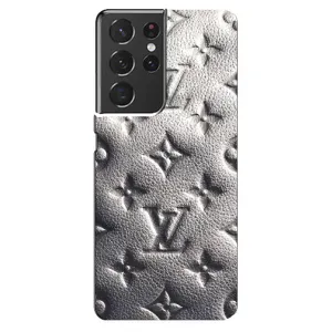 Текстурный Чехол Louis Vuitton для Самсунг С21 Ультра (Бежевый ЛВ)