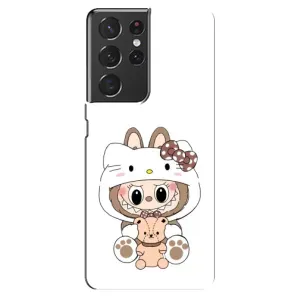 Чехол с принтом Лабубу для Samsung Galaxy S21 ultra (Белый Лабубу)