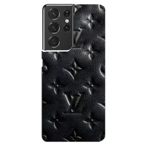 Текстурный Чехол Louis Vuitton для Самсунг С21 Ультра (Черный ЛВ)