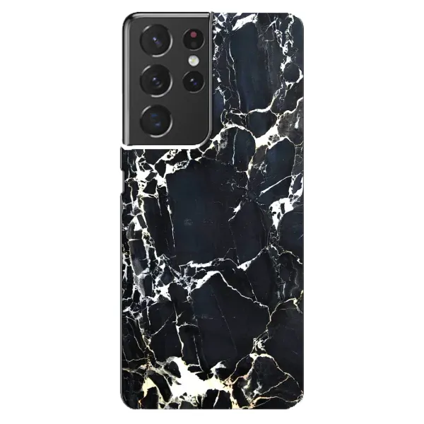 Чехол с рисунком «Чёрный мрамор» для Samsung Galaxy S21 ultra