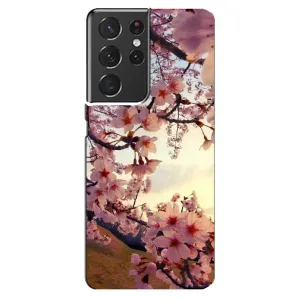 Чехол с принтом САКУРЫ на Samsung Galaxy S21 ultra (Цветущая сакура)