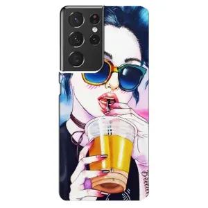 Чехол с картинкой Модные Девчонки Samsung Galaxy S21 ultra (Девушка с коктейлем)