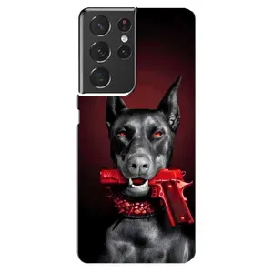 Чехол ДОБЕРМАН для Samsung Galaxy S21 ultra (Доберман злой)