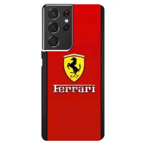 Силиконовый бампер с картинкой машины на Samsung Galaxy S21 ultra (Ferrari Logo)