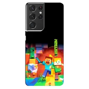 Чехлы для Samsung Galaxy S21 ultra (Персонажи Майн Крафт) (Герой Майнкрафт)