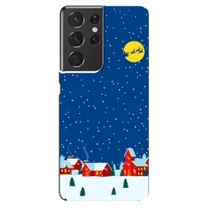 Силиконовый бампер на рождество для Samsung Galaxy S21 ultra (Город в снегу)
