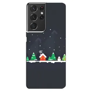 Силиконовый бампер на рождество для Samsung Galaxy S21 ultra (Город зимний)