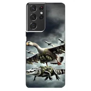 Чехол с мемами тралалело тралала для Samsung Galaxy S21 ultra (Гусини и крокодило)