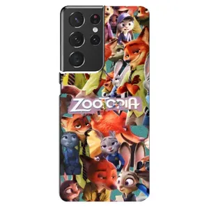 Силиконовый чехол с принтом Зоотрополіс для Samsung Galaxy S21 ultra (Коллаж героев)