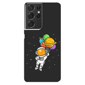 Силиконовый Чехол с принтом "Космонавты" на Samsung Galaxy S21 ultra (Космонавт с шариками)