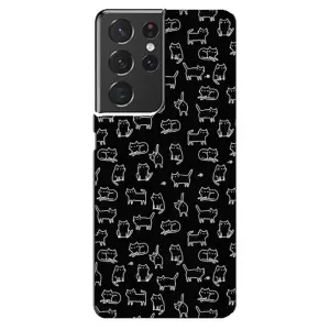 Чехол на тематику: Коты для Samsung Galaxy S21 ultra (Котики на черном)