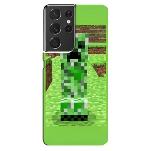 Чехлы для Samsung Galaxy S21 ultra (Персонажи Майн Крафт) (Крипер 2)