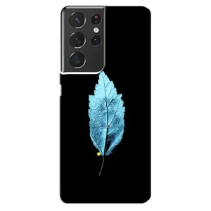 Чехол с картинками на черном фоне для Samsung Galaxy S21 ultra (Листочек)