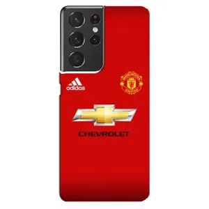 Силиконовые Чехлы принт Футбол на Samsung Galaxy S21 ultra (Man United)