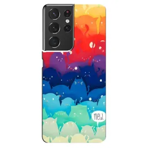 Силиконовый чехол с котиком для Samsung Galaxy S21 ultra (Mew)