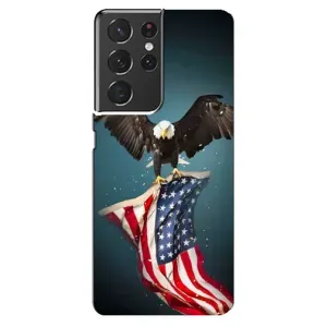 Чехол Флаг USA для Samsung Galaxy S21 ultra (Орел и флаг)