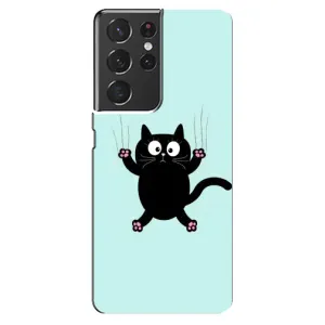 Силиконовый чехол с котиком для Samsung Galaxy S21 ultra (Падающий кот)