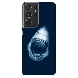 Силиконовый бампер с картинкой животных для Samsung Galaxy S21 ultra (Пасть Акулы)