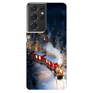 Силиконовый бампер на рождество для Samsung Galaxy S21 ultra (Поезд)