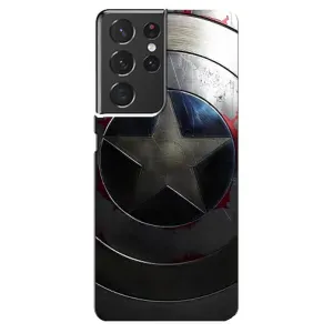 Чехол с Щитом Капитана Америки на Samsung Galaxy S21 ultra (Ретро Щит Капитана)