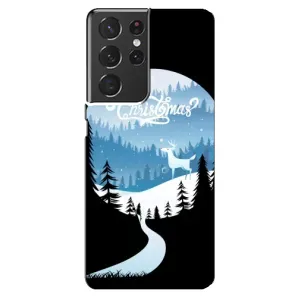 Силиконовый бампер на рождество для Samsung Galaxy S21 ultra (Рождественский Олень)