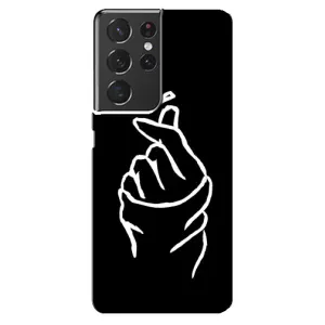 Чехлы (Знак сердечка) на Samsung Galaxy S21 ultra (Сердце на черном)