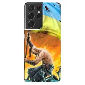 Чехол с картинкой (Патриотический КОЗАК) на Samsung Galaxy S21 ultra (Сильный Козак)