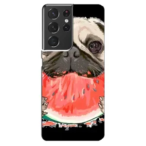 Чехол (ТПУ) Милые собачки для Samsung Galaxy S21 ultra (Смешной Мопс)