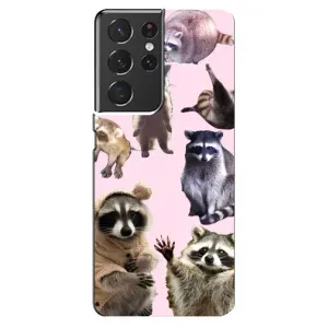 Силиконовый Чехол с Енотами на Samsung Galaxy S21 ultra (Смешные Еноты)