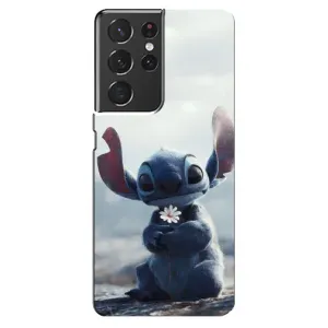 Чехол с рисунком Стич для Samsung Galaxy S21 ultra (Стич с цветочком)