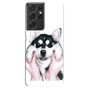 Бампер для Samsung Galaxy S21 ultra с картинкой "Песики" (Собака Хаски)