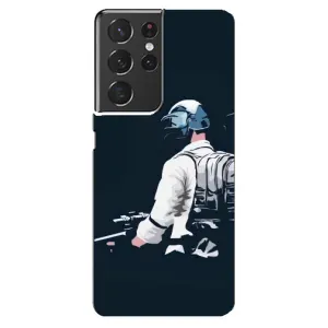 Силиконовый чехол с картинкой "Герой Pubg" на Samsung Galaxy S21 ultra (В экиперовке)