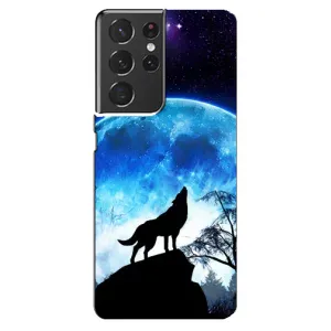 Чехол с Волком на Samsung Galaxy S21 ultra (Воет на луну)