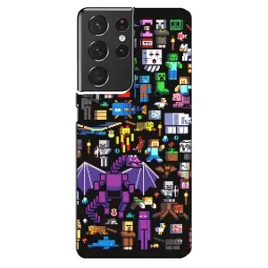 Чехол майнкрафт для Samsung Galaxy S21 ultra (Все персонажи)