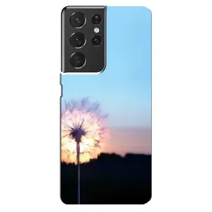 Силиконовый Чехол с одуванчиками на Samsung Galaxy S21 ultra (Закат с одуванчиком)