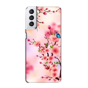 Чехол с принтом САКУРЫ на Samsung Galaxy S21 (Бабочки на сакуре)