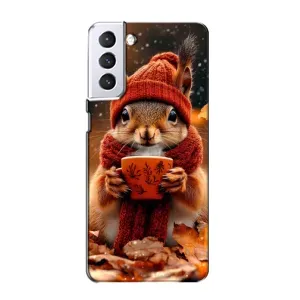 Друкований чохол 'Звірята з кавою' для Samsung Galaxy S21 (Білка з кавою)