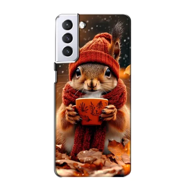 Чехол с рисунком «Белка с кофе» для Samsung Galaxy S21 Чехол с рисунком «Белка с кофе» для Samsung Galaxy S21